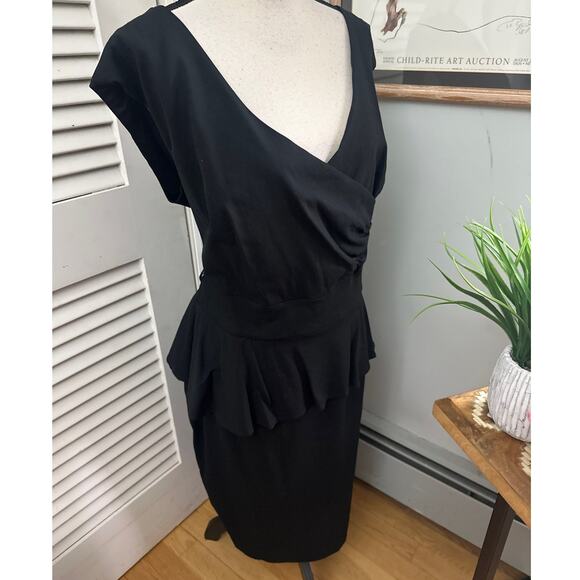 TORRID Womens Dress Black Faux Wrap Peplum Cocktail Coquette Workwear Stretch 20 - Picture 4 of 11